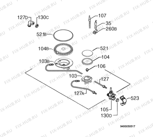 Взрыв-схема плиты (духовки) Ikea FHGA2K 901-541-54 - Схема узла Functional parts 267